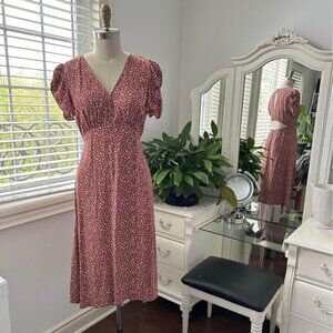 Pink polka dot midi dress
